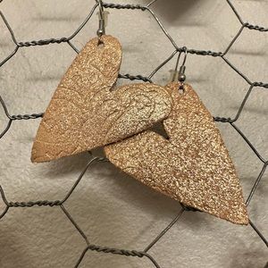 Metallic Leather Heart Earrings